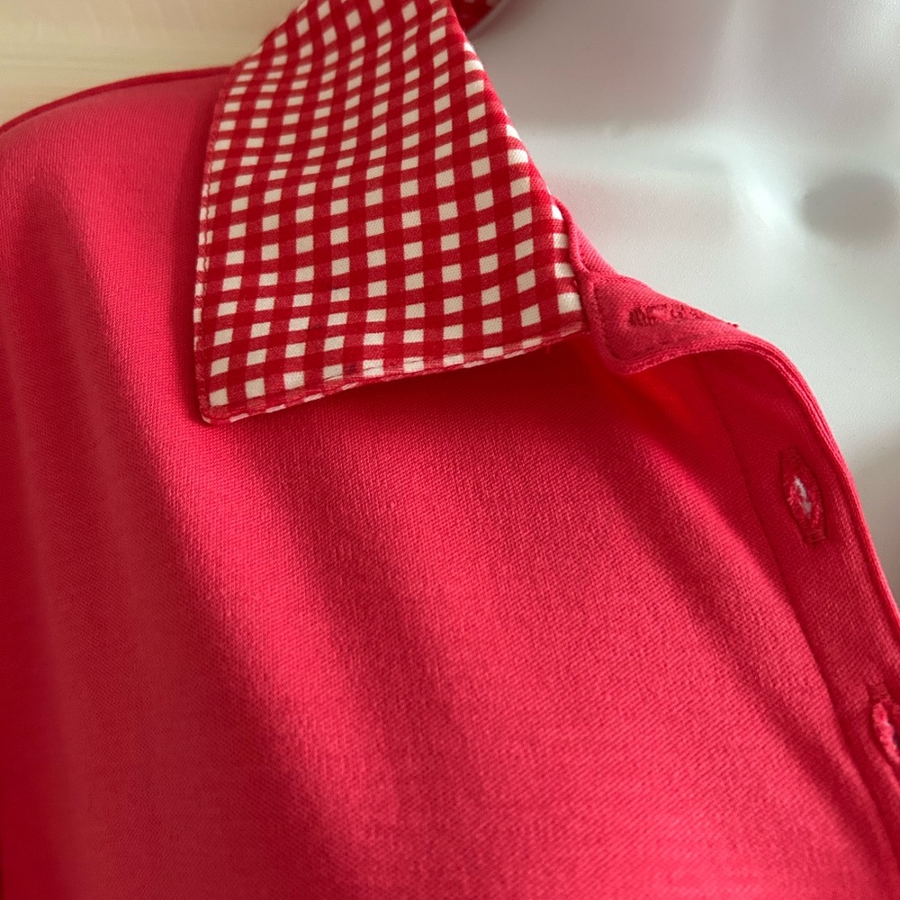 Women’s Lands' End Supima Cotton Polo Shirt in Rouge Pink Gingham - Picture 6 of 8